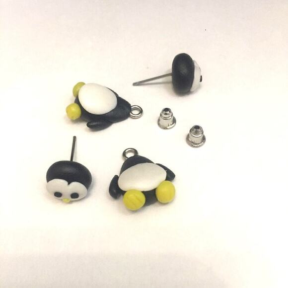 Handmade NWT 3D Polymer Clay Penguin Earrings - Picture 5 of 8